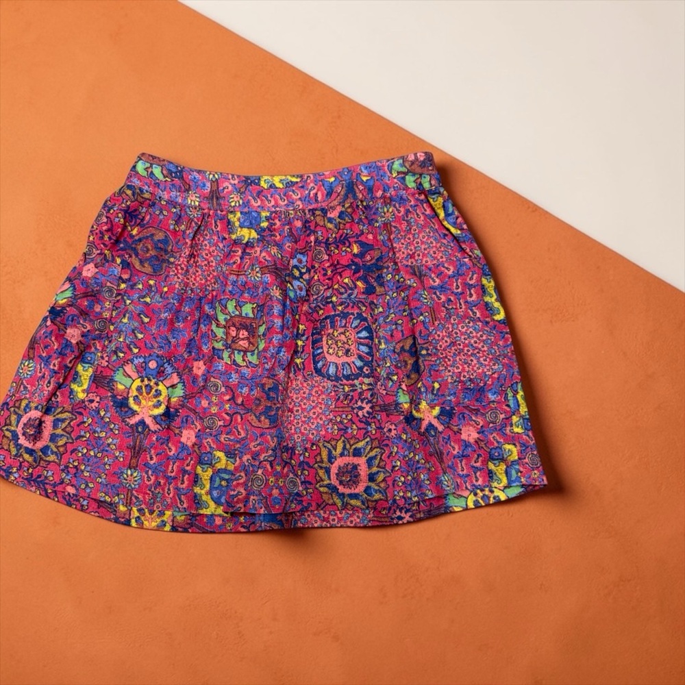 aerie Pink Multicolor Floral Mini Skirt with pockets
